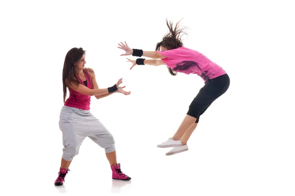 Stylish female dancers making a breakdance move — Stock Photo, Image