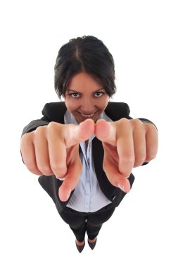 Attractive business woman pointing at you clipart