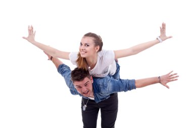 Couple flying together clipart