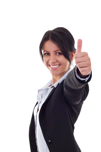 Business woman with thumbs up gesture — Stock Photo, Image