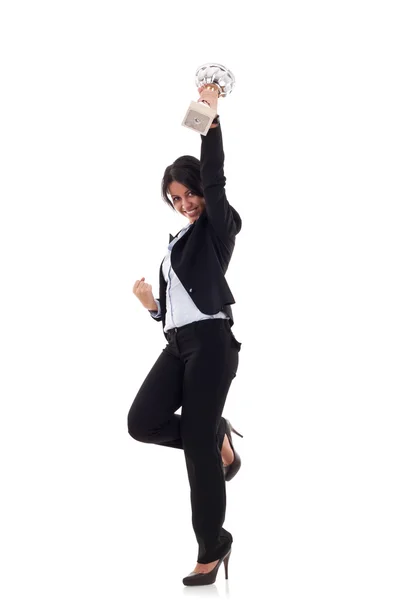 勝利の興奮若いビジネス女性 — ストック写真