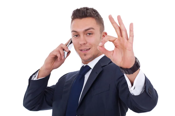 Businessman on the phone approving — Stock Photo, Image
