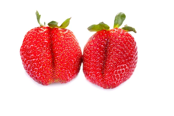Dvě čerstvé červené jahody — Stock fotografie