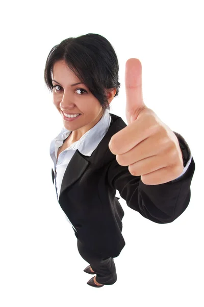Žena dává palec nahoru znamení — Stock fotografie