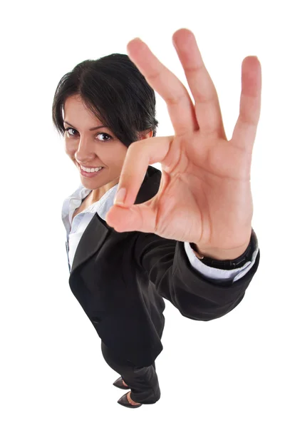 Podnikání žena dělat ok znamení — Stock fotografie