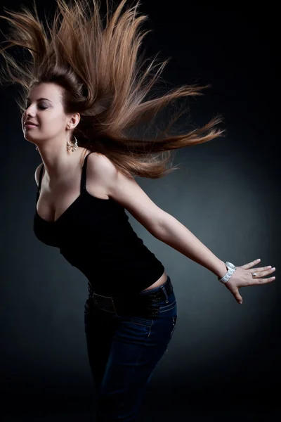 Σέξι γυναίκα με φυσητό μαλλιά — Φωτογραφία Αρχείου