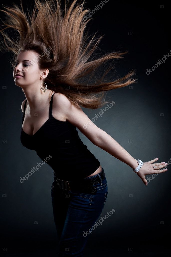 Sexy woman with blown hair — Stock Photo © feedough #5589755