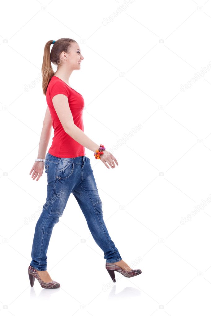 Side view of a casual woman