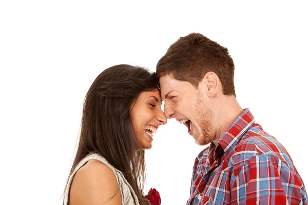 Couple heureux riant — Photo