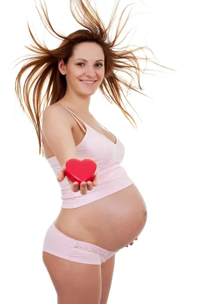 Gravid kvinna med blåst fladdrande — Stockfoto