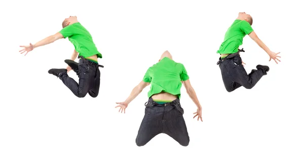 Trois breakdancers montrant leurs compétences — Photo