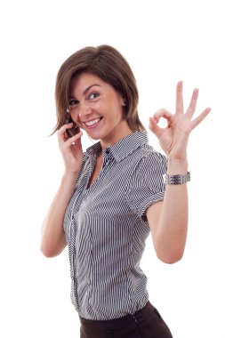 Business woman with phone clipart