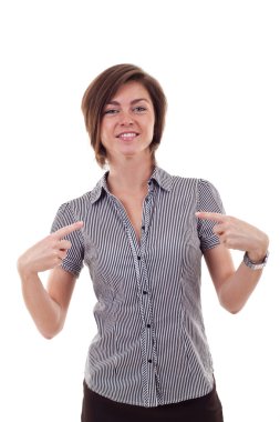 Beautiful business woman pointing at her clipart