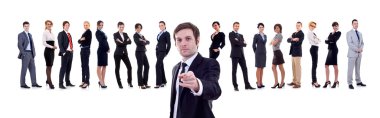 Business man pointing at you clipart