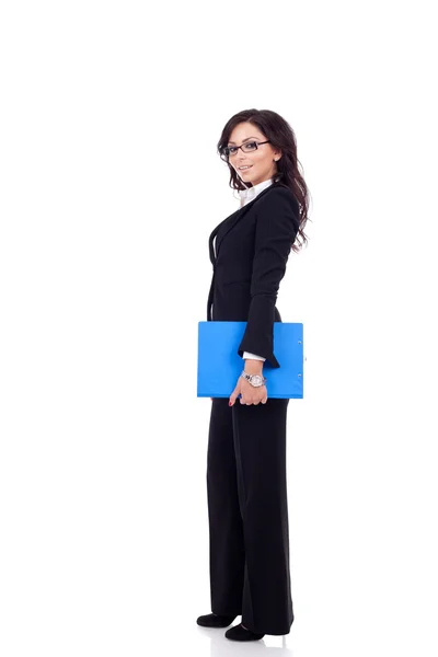 Business woman holding a clipboard — Stock Photo, Image