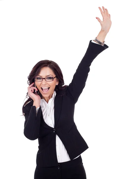 Businesswoman on the phone winning — Stock Photo, Image