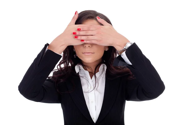 Business woman hidding hennes ögon — Stockfoto