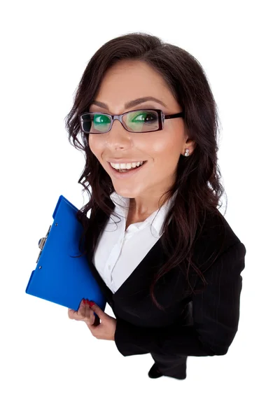 Business woman holding a clipboard — Stock Photo, Image
