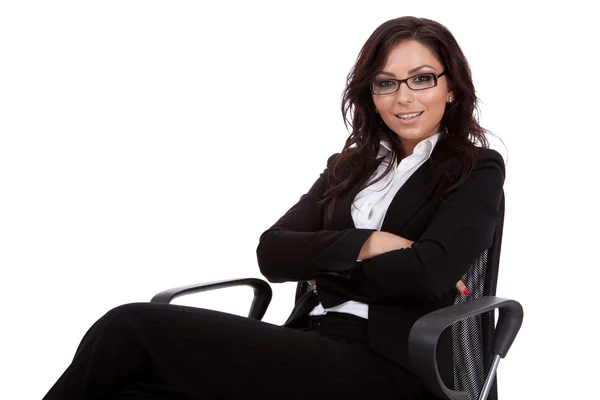 Donna d'affari seduta sulla sedia dell'ufficio — Foto Stock