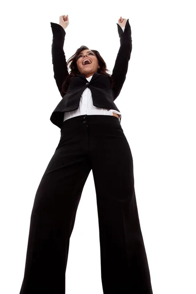 Mulher de negócios com braços levantados — Fotografia de Stock