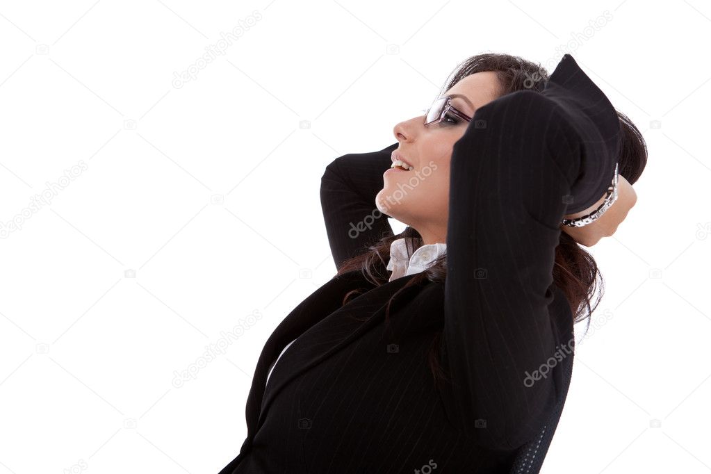 Business woman leaning backon chair
