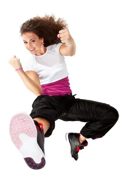 Female dancer in a fight position — Stock Photo, Image