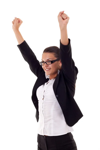 Feliz mujer de negocios ganar — Foto de Stock