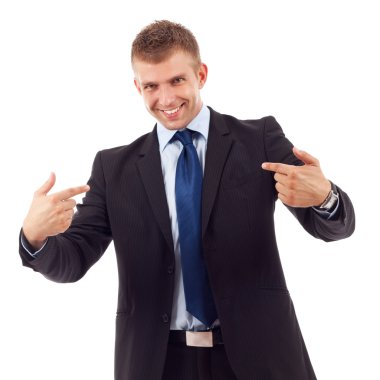 Business man points to himself clipart