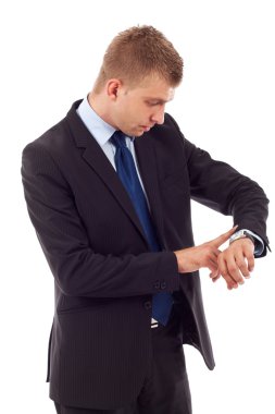 Business man checking time clipart