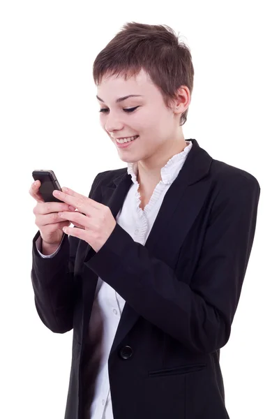 Podnikání žena SMS — Stock fotografie