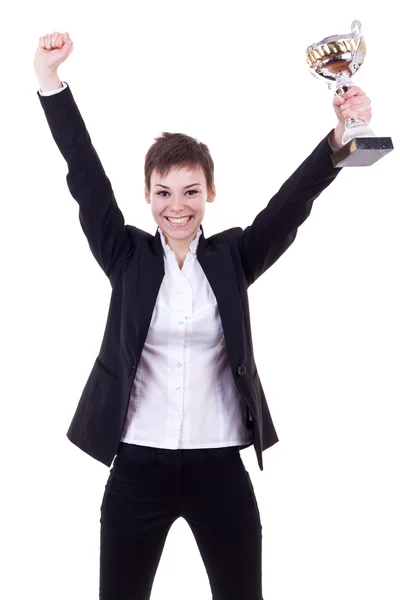 Excited young business woman — Stock Photo, Image