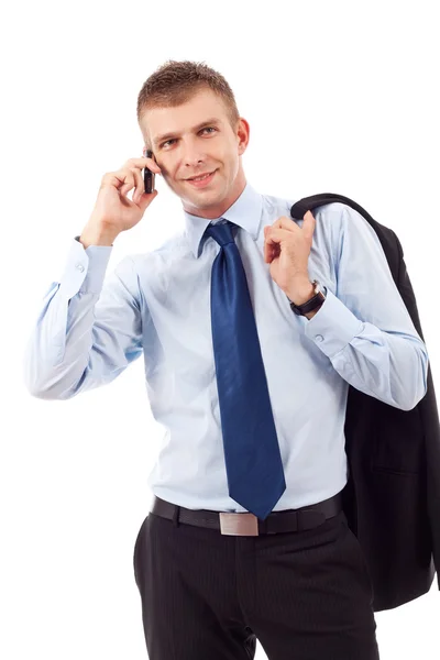 Бизнес-предприниматель разговаривает по телефону — стоковое фото