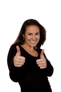 Woman showing her thumbs clipart