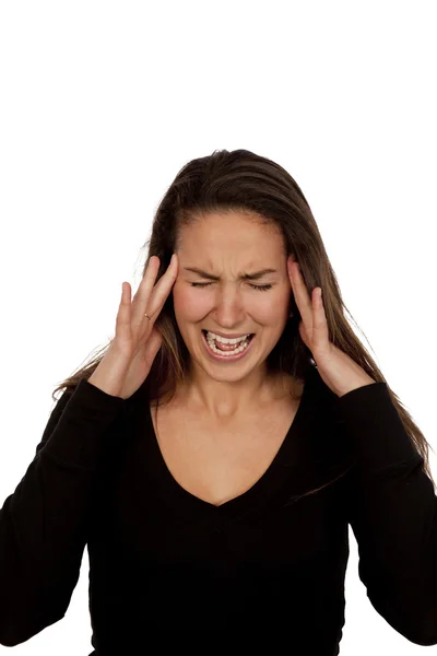 Kvinna lidande huvudvärk — Stockfoto