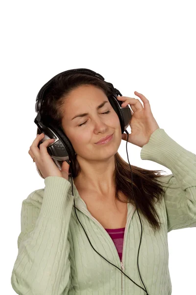 Nő zenét hallgat Stock Fotó