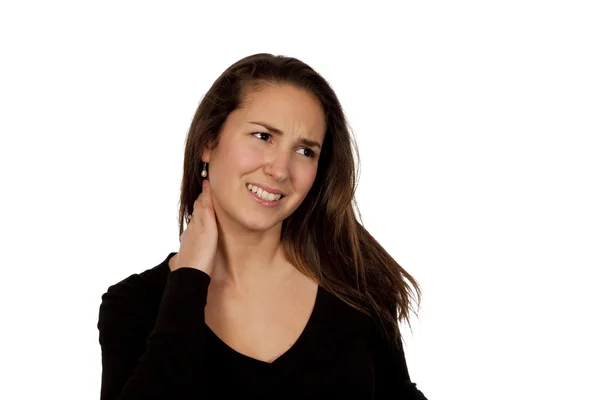Mujer que sufre de dolor de cuello Fotos de stock libres de derechos