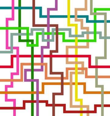 Artistic design with intersecting geometric lines of various colors. clipart