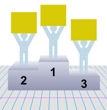 figures holding blank signs while standing on first, second and thir clipart