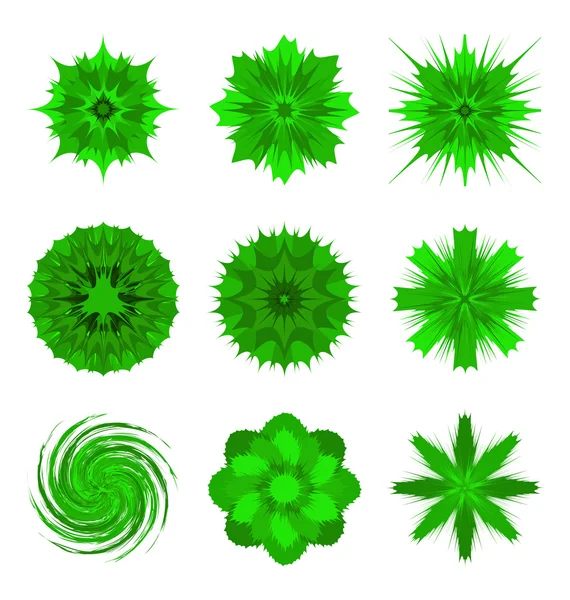 Illustrationer av grön blomma former isolerad på vit — Stock vektor