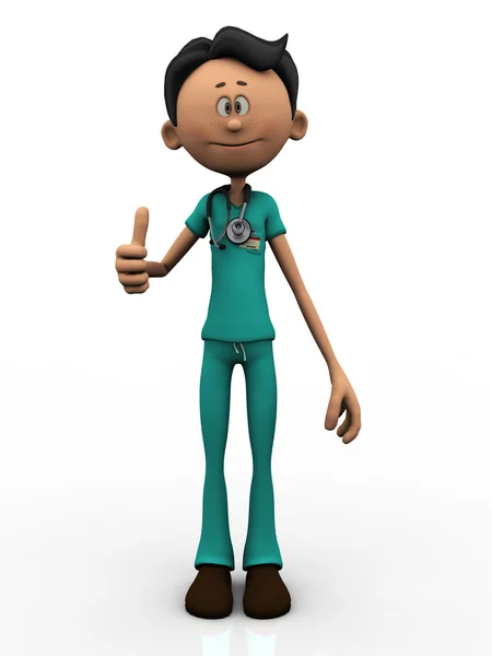 Médico dos desenhos animados fazendo um polegar para cima . — Fotografia de Stock