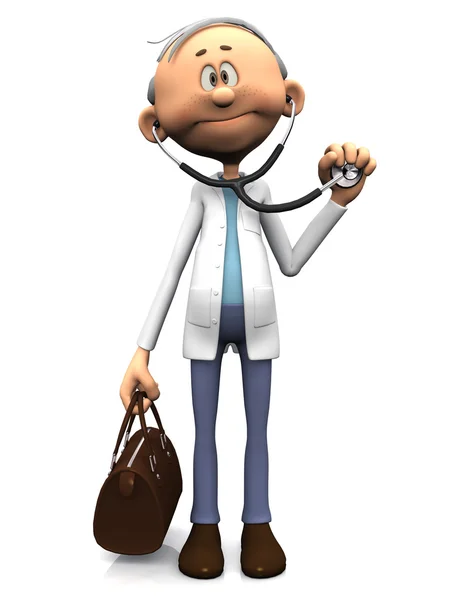 Mayor médico de dibujos animados sosteniendo estetoscopio . —  Fotos de Stock