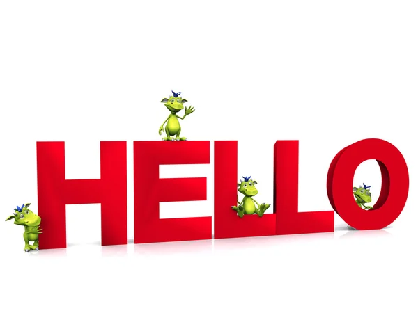 Carino cartoni animati mostri sulla parola HELLO . — Foto Stock