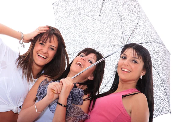 Mooie meisjes onder de paraplu — Stockfoto