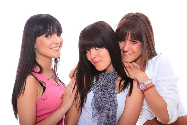 Tres chicas atractivas chismorreando — Foto de Stock