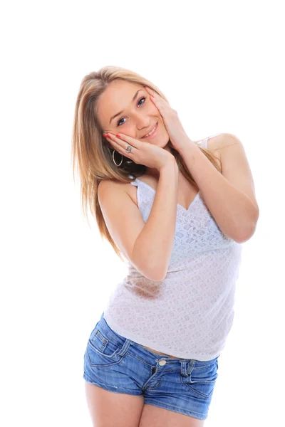 청바지를 입은 젊은 여자 — 스톡 사진