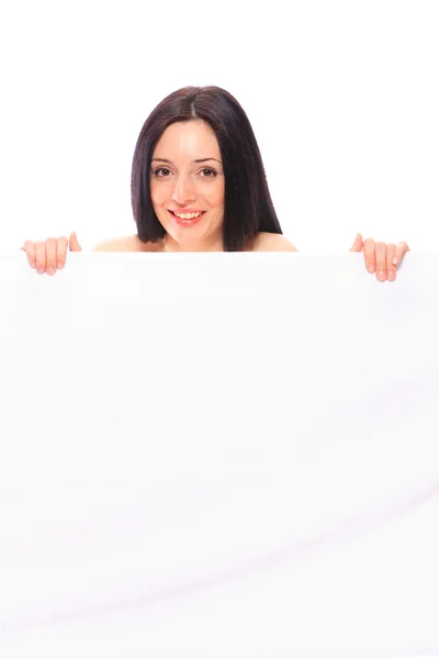 Woman under towel — Stock Photo, Image