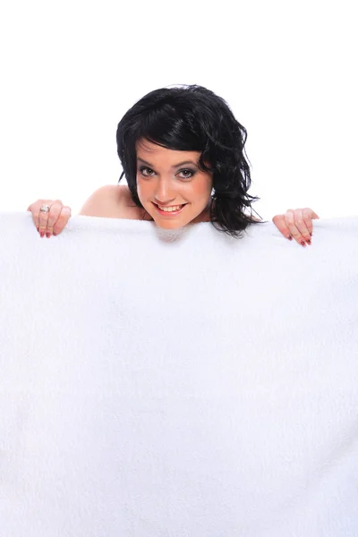 Kvinnan under handduk — Stockfoto