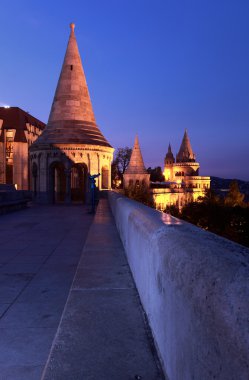 Budapeşte, Macaristan, gece Fishermans Kalesi