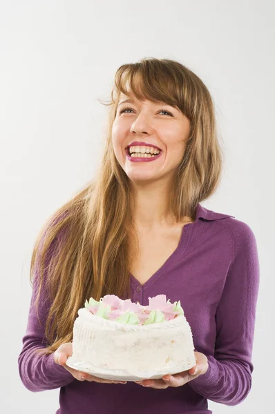 Beautiful girl with candy smiling — Stock Photo, Image