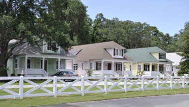 Row of pastel houses clipart